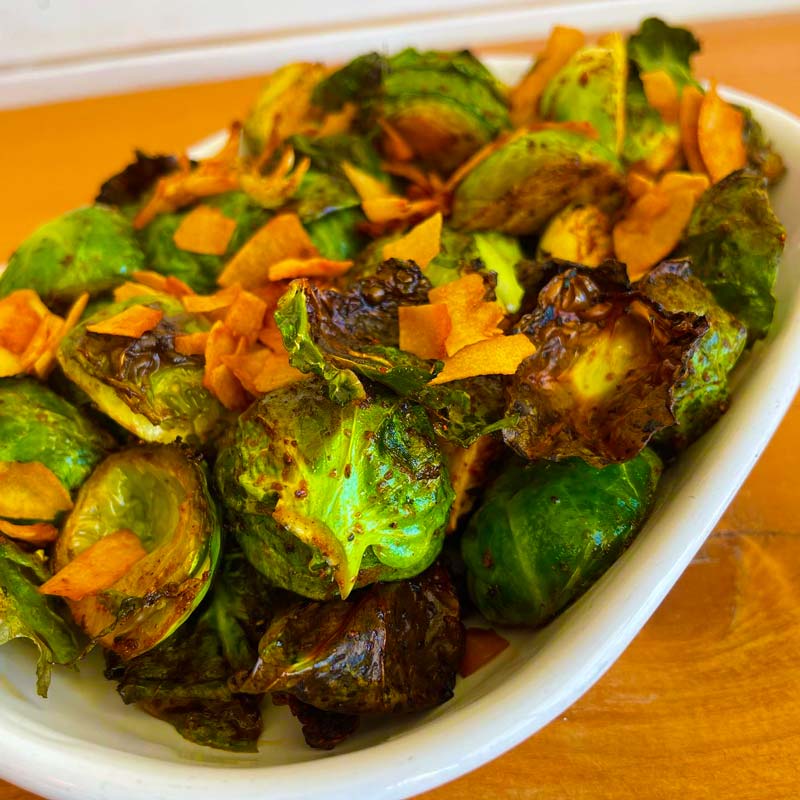 Brussels Sprouts with Coconut Bacon at Green Street Eatery on Long Island